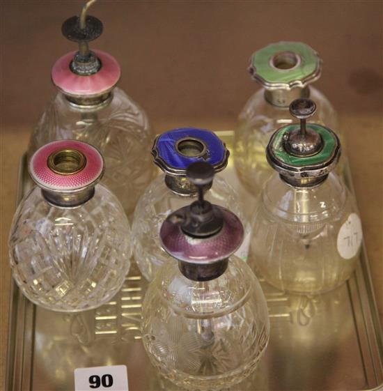 6 enamel and silver glass atomiser (af)